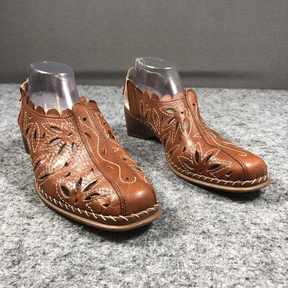 Rieker Antistress Shoes Womens Size 11 Brown Leather Slingback Cutout Comfort
